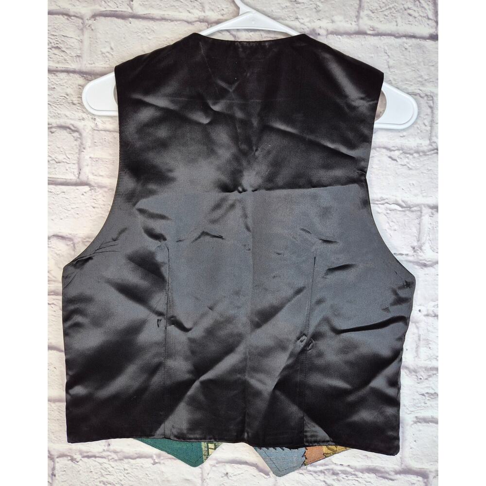 Vtg 90s Rafaella Western Tapestry Vest Small Cowboy Saloon Jail Wagon Waistcoat - Picture 4 of 4